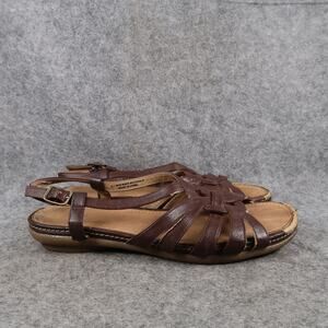 Yuu Shoes Womens 8 Sandals Casual Slingback Strappy Open Toe Flat Buckle Brown